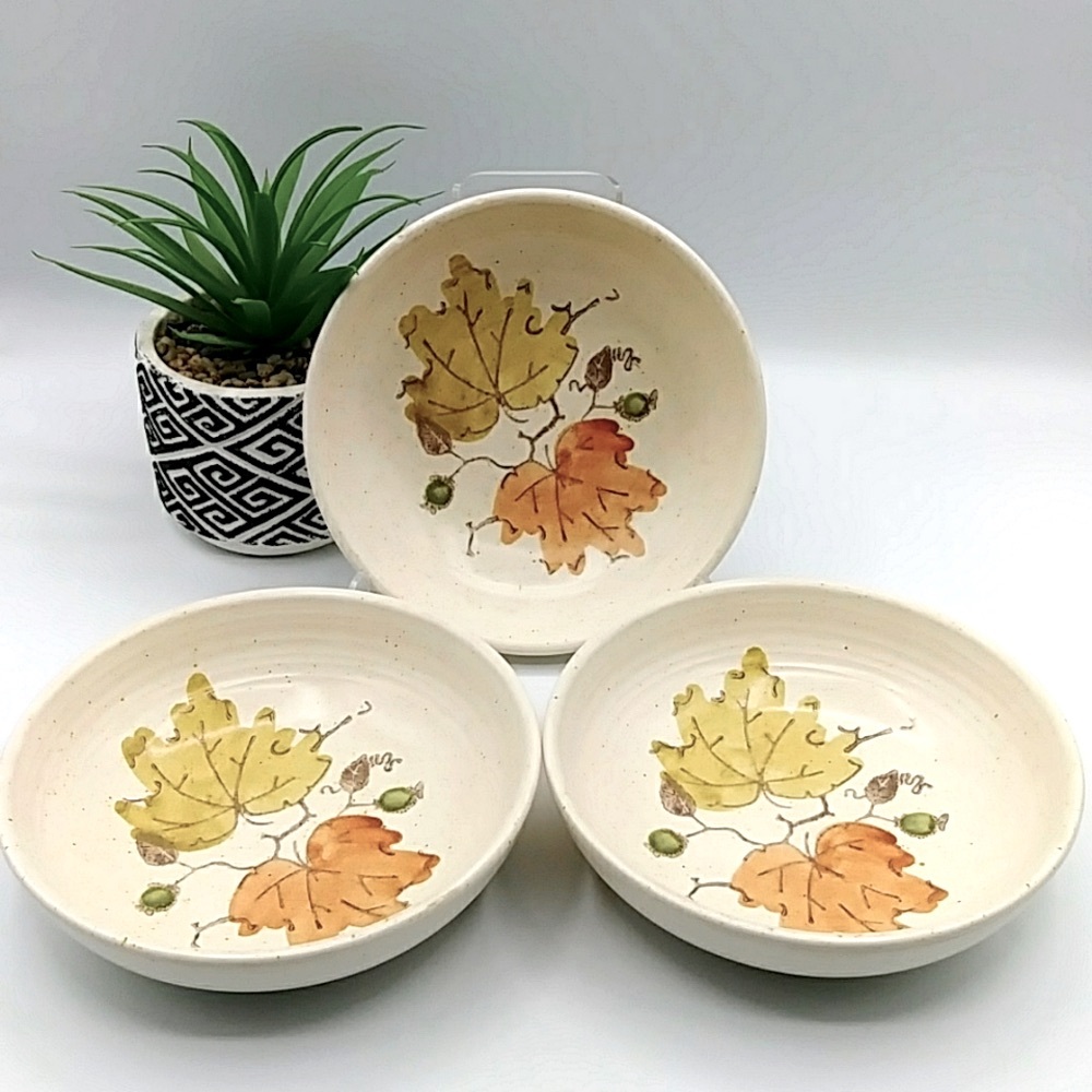 3 Metlox Poppy Trail Vintage Bowls. "Woodland Gold" MCM